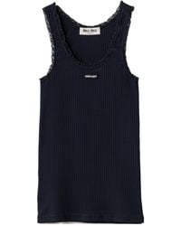 Miu Miu - Garment-Dyed Cotton Tank Top - Lyst