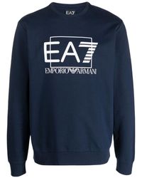 EA7 - Logo-Print Cotton Sweatshirt - Lyst