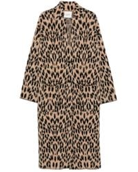 Laneus - Leopard-Print Knitted Coat - Lyst