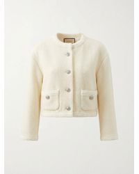 Gucci - Button-Up Cropped Tweed Blazer - Lyst