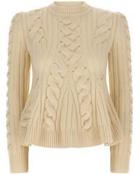 McQueen - Peplum Cable-Knit Jumper - Lyst