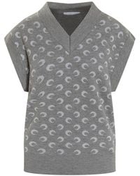 Marine Serre - Jacquard V-Neck Knitted Vest - Lyst