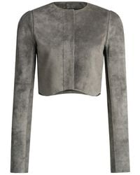 Alaïa - Suede Curved-Hem Cropped Jacket - Lyst
