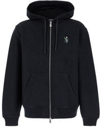 Burberry - Logo Embroidered Zip-Up Drawstring Hoodie - Lyst