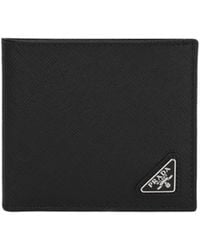 Prada - Logo Plaque Bifold Wallet - Lyst
