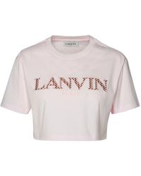 Lanvin - Logo Embroidered Cropped T-Shirt - Lyst