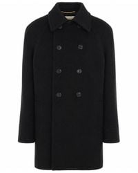 Saint Laurent - Double-Breasted Long-Sleeved Coat - Lyst