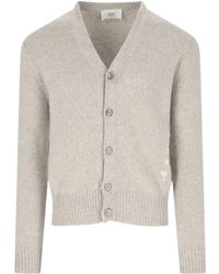 Ami Paris - Ami De Coeur V-Neck Knitted Cardigan - Lyst
