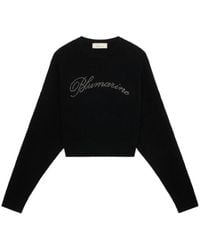 Blumarine - Logo Embellished Cropped Sweatershirt - Lyst