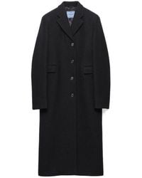 Prada - Single-Breasted Shetland Wool Coat - Lyst
