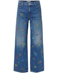 Mother - Zip Sneak Floral-Print High-Rise Wide-Leg Jeans - Lyst