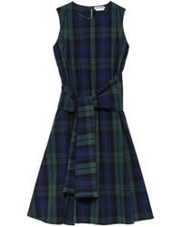 JW Anderson - Check-Pattern Tie-Waist Midi Dress - Lyst