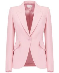 McQueen - Peak Shoulder Leaf Crepe Jacket - Lyst