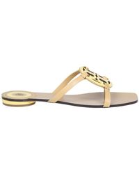 Tory Burch - Miller Double T Logo Plaque Slip-On Slides - Lyst