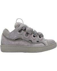 Lanvin - Round Toe Lace-Up Sneakers - Lyst