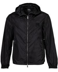ARMANI EXCHANGE - Logo-Patch Hooded Jacket - Lyst