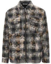 Palm Angels - Curved Logo Checked Overshirt - Lyst