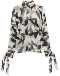 Saint Laurent - Butterfly Printed Turtleneck Blouse - Lyst
