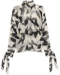 Saint Laurent - Butterfly Printed Turtleneck Blouse - Lyst