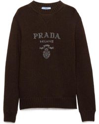Prada - Cashmere And Wool Logo Crew-Neck Sweater - Lyst