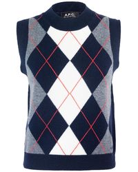 A.P.C. - Crewneck Knitted Gilet - Lyst