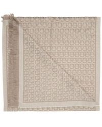 Ferragamo - Gancini Patterned Fringed Scarf - Lyst