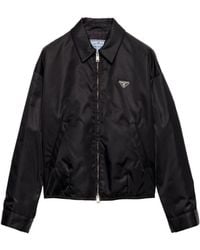 Prada - Triangle-Logo Shirt-Collar Shirt Jacket - Lyst
