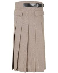 Semicouture - Checked Belted Skirt - Lyst