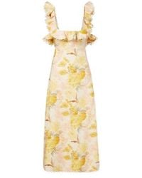 Zimmermann - Como Floral Ruffled Linen Midi Dress - Lyst