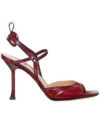 Fendi - Burgundy Hagfish Leather High-Heeled Sandals - Lyst