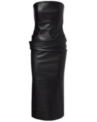 Alex Perry - Strapless Leather Midi Dress - Lyst