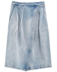 Dries Van Noten - Front Slit Denim Midi Skirt - Lyst