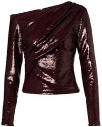 Roland Mouret - Draped Sequined Asymmetric Top - Lyst