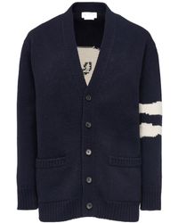 McQueen - Skull Intarsia-Knit V-Neck Cardigan - Lyst