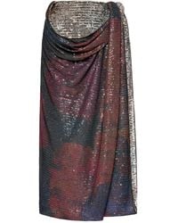 Maison Margiela - Printed Paillettes Draped Maxi Skirt - Lyst