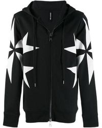 Neil Barrett - Cross-Printed Zipper With Hat Casual Jacket - Lyst