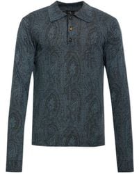 Etro - Paisley Long Sleeve Polo Shirt - Lyst
