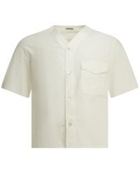 AURALEE - V-Neck Chest-Pocket Shirt - Lyst
