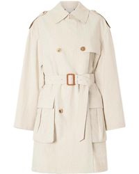 Dries Van Noten - Double-Breasted Belted Striped Cotton-Blend Trench Coat - Lyst
