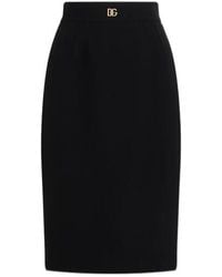 Dolce & Gabbana - Dg Logo Plaque Midi Pencil Skirt - Lyst