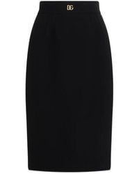 Dolce & Gabbana - Dg Logo Plaque Midi Pencil Skirt - Lyst