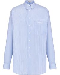 Dior - Homme Striped Collared Long-Sleeved Shirt - Lyst