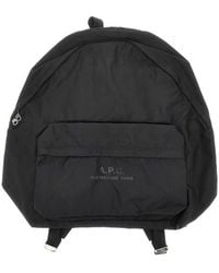 A.P.C. - Logo Printed Backpack - Lyst