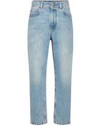 Brunello Cucinelli - Mid- Denim Tapered Pants - Lyst