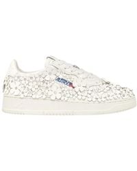 Autry - Medalist Floral-Embellished Lace-Up Sneakers - Lyst