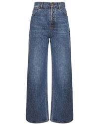 Chloé - Chloé Logo Embroidered Wide-Leg Jeans - Lyst