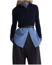 Mugler - Cashmere Cropped Polo Top - Lyst