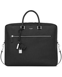Saint Laurent - Logo-Stamp Briefcase - Lyst