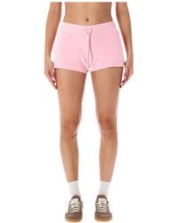 Sporty & Rich - Velour Crystal Logo Shorts - Lyst