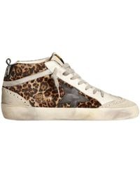 Golden Goose - Mid Star Leopard Printed Lace-Up Sneakers - Lyst